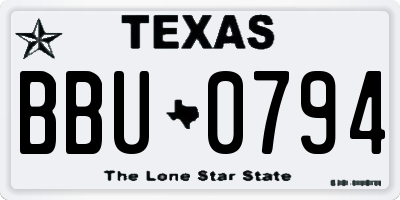 TX license plate BBU0794