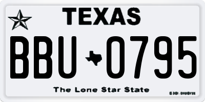 TX license plate BBU0795