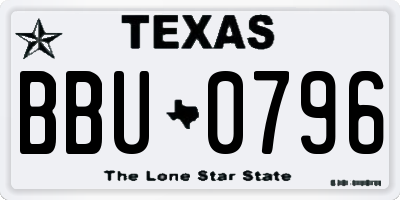 TX license plate BBU0796