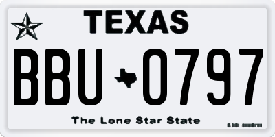 TX license plate BBU0797