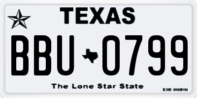 TX license plate BBU0799