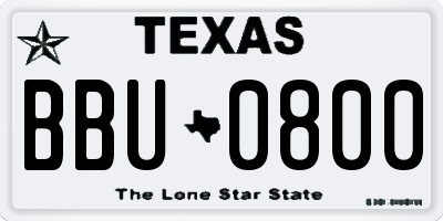 TX license plate BBU0800