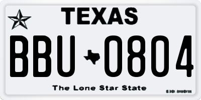 TX license plate BBU0804