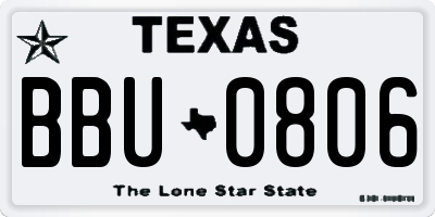 TX license plate BBU0806