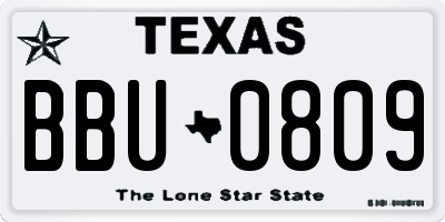 TX license plate BBU0809