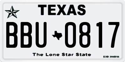 TX license plate BBU0817