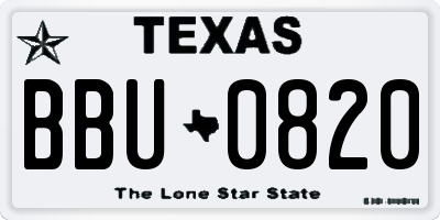 TX license plate BBU0820