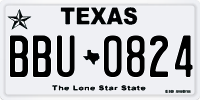 TX license plate BBU0824