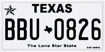 TX license plate BBU0826