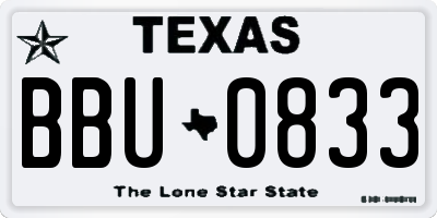 TX license plate BBU0833
