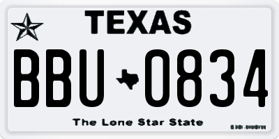 TX license plate BBU0834