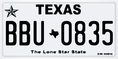 TX license plate BBU0835