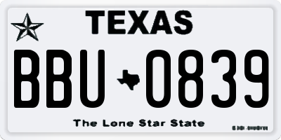 TX license plate BBU0839