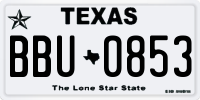 TX license plate BBU0853