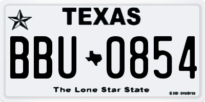 TX license plate BBU0854