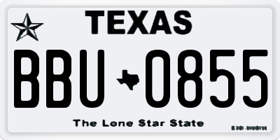 TX license plate BBU0855