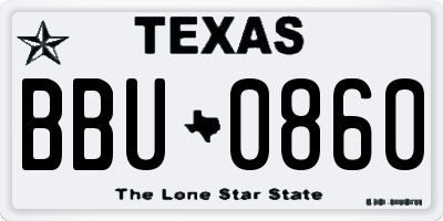 TX license plate BBU0860