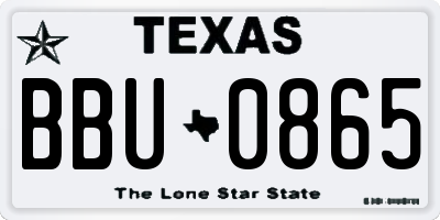 TX license plate BBU0865