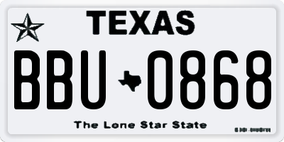 TX license plate BBU0868