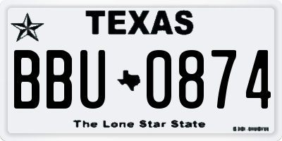 TX license plate BBU0874