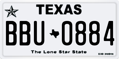 TX license plate BBU0884