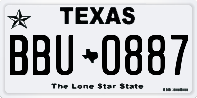 TX license plate BBU0887