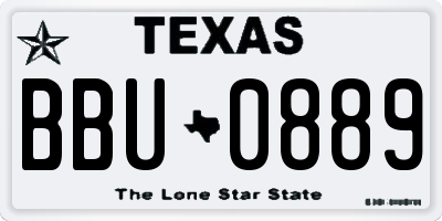 TX license plate BBU0889