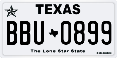 TX license plate BBU0899