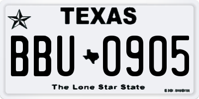 TX license plate BBU0905