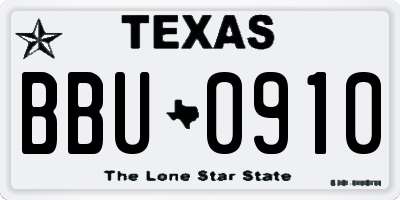 TX license plate BBU0910