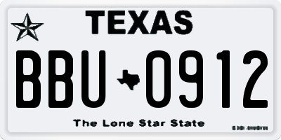 TX license plate BBU0912