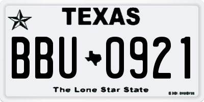 TX license plate BBU0921