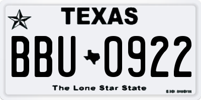 TX license plate BBU0922