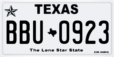 TX license plate BBU0923