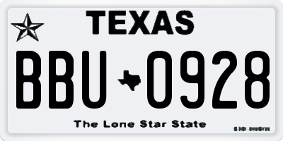 TX license plate BBU0928