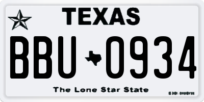 TX license plate BBU0934