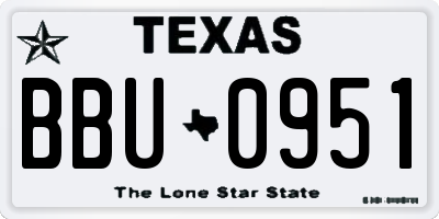 TX license plate BBU0951