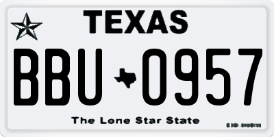 TX license plate BBU0957