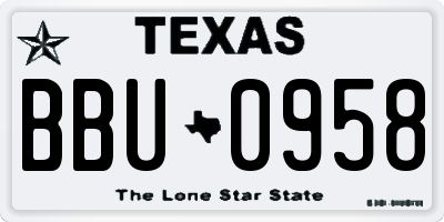 TX license plate BBU0958