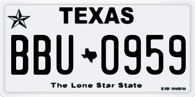 TX license plate BBU0959