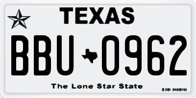 TX license plate BBU0962