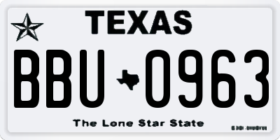 TX license plate BBU0963