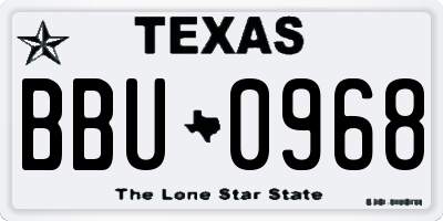 TX license plate BBU0968