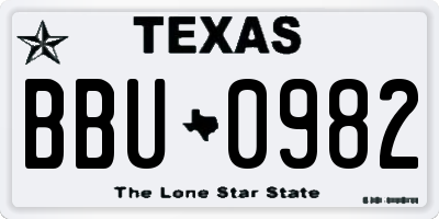 TX license plate BBU0982