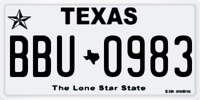 TX license plate BBU0983