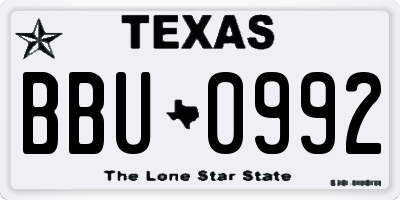 TX license plate BBU0992