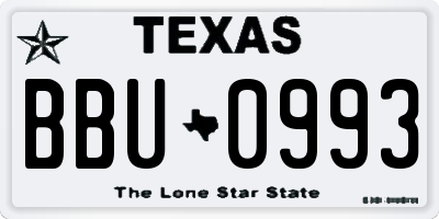 TX license plate BBU0993
