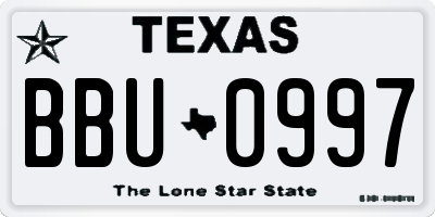 TX license plate BBU0997