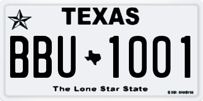 TX license plate BBU1001
