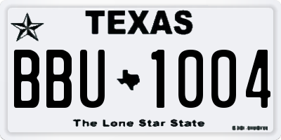 TX license plate BBU1004